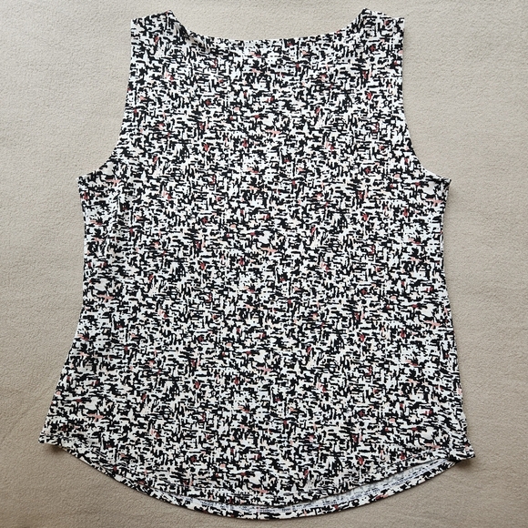 WHBM Abstract Print Sleeveless Shell Blouse, Size Large, EUC (Black, Ecru, Pink) - Picture 7 of 7